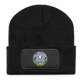 Cercle floral J’adore les éléphants - Beanie recyclé à patch - noir - Devant