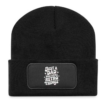 Retro-Papa liebt Retro-Dinge - Recycelte Patch Beanie - Schwarz - Vorne