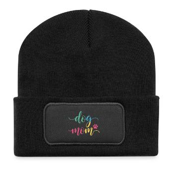 Dog Mom - Colorful Dog Mom Design - Recycled Patch Beanie - black - Front