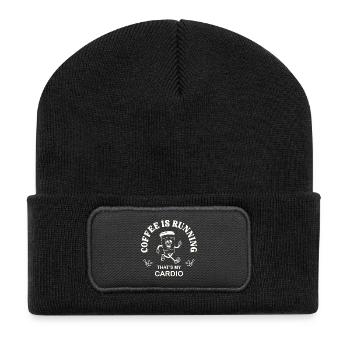 Coffee Is Running – Coffee Drinker Saying retro - Recycled Patch Beanie - black - Front