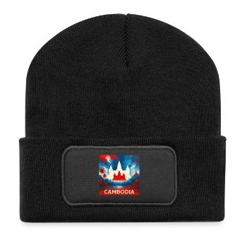 Cambodia Temple Design - Recycled Patch Beanie - black - Front
