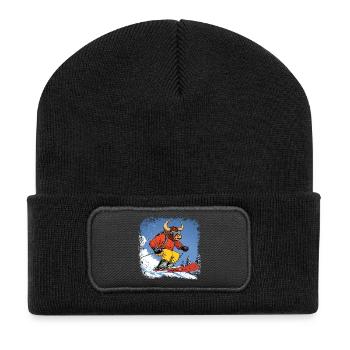 Ski Stier - Recycelte Patch Beanie - Schwarz - Vorne