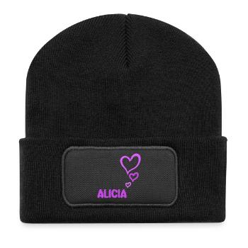 Alicia comme nom - Beanie recyclé à patch - noir - Devant