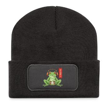 Japanese Gamer Frog Art Men Women Boys Funny  - Recycelte Patch Beanie - Dunkelgrau - Vorne