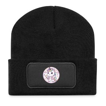 Kawaii Unicorn Pastel Magic - Mignon & Mignon - Beanie recyclé à patch - noir - Devant