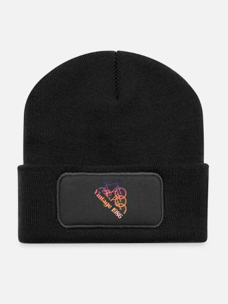 1986 Vintage - Recycelte Patch Beanie - Schwarz