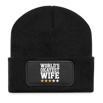 World's Okayest Wife - Recycled Patch Beanie - black - Front