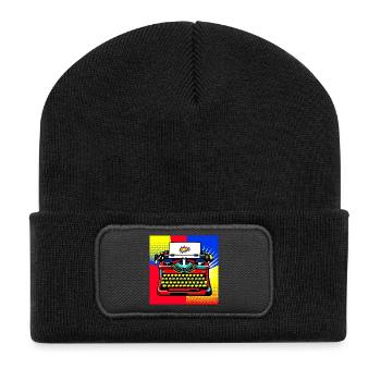 Pop Art Bang Typewriter - Recycled Patch Beanie - black - Front
