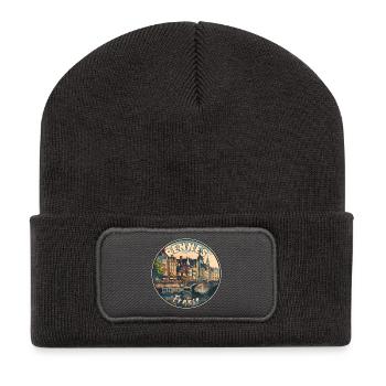 Erleben Sie Rennes in Frankreich, eine charmante französische Stadt - Recycelte Patch Beanie - Dunkelgrau - Vorne