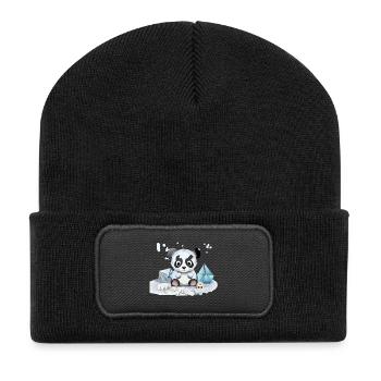 Kuschelpanda im Eisschatz - Recycled Patch Beanie - black - Front
