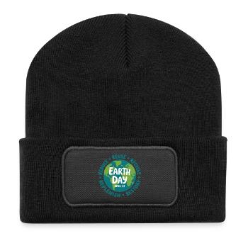 Earth Day Emblem: Reduce Reuse Recycle - Recycled Patch Beanie - black - Front