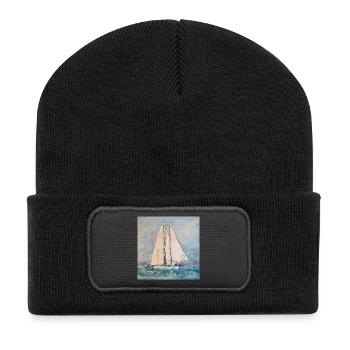 Sailboat at sea - Recycled Patch Beanie - black - Front