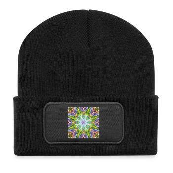 Kaleidoscope Flower Mandala - Recycled Patch Beanie - black - Front