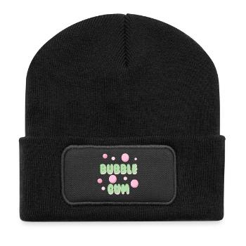 Bubble Gum Pastel Retro-Typografie - Recycelte Patch Beanie - Schwarz - Vorne