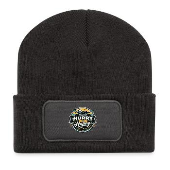 Dont Hurry Be Happy Sloth - Recycled Patch Beanie - dark grey - Front