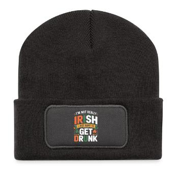 Pas vraiment irlandais, je veux juste me saouler - Beanie recyclé à patch - charbon - Devant
