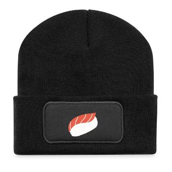 Art minimal du sushi au thon nigiri - Beanie recyclé à patch - noir - Devant