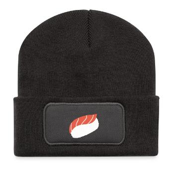 Tuna Nigiri Minimal Sushi-Kunst - Recycelte Patch Beanie - Dunkelgrau - Vorne