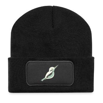 Martin-pêcheur de style géométrique avec pois L blanc - Beanie recyclé à patch - noir - Devant