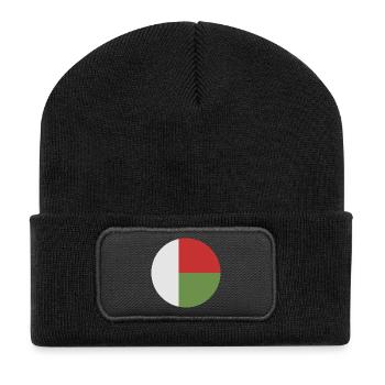 Runde Madagaskar-Flagge - Recycelte Patch Beanie - Schwarz - Vorne