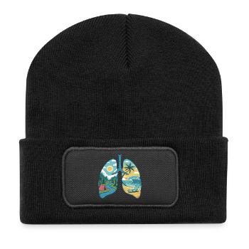 Lungs Nature Mountains Forest River Beach Sea Waves - Recycled Patch Beanie - black - Front