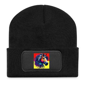 horse - Recycled Patch Beanie - black - Front