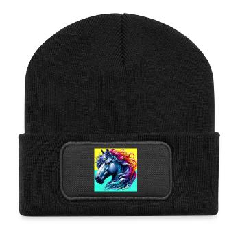 horse - Recycled Patch Beanie - black - Front