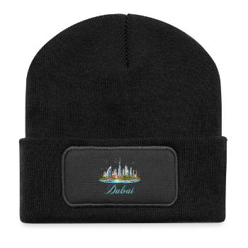 Illustration de la skyline de Dubaï - Beanie recyclé à patch - noir - Devant