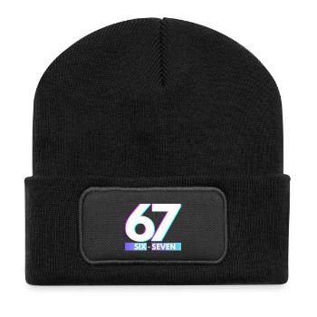 67 Néon Glitch Rétro, six-seven - Beanie recyclé à patch - noir - Devant