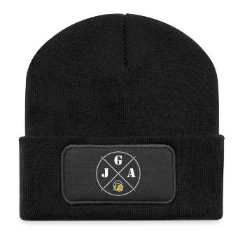 Bière pour enterrement de vie de garçon (symbole du cercle de la fête de garçon NEG2C) - Beanie recyclé à patch - noir - Devant