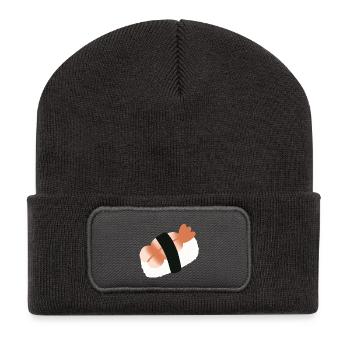 Shrimp Nigiri Minimalist Sushi - Recycled Patch Beanie - dark grey - Front
