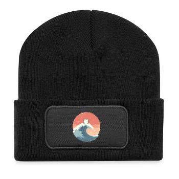 Cat wave at the evening sea - Recycled Patch Beanie - black - Front