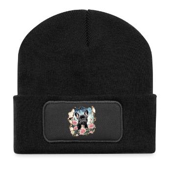 French Bulldog - Recycled Patch Beanie - black - Front