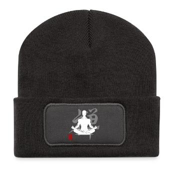Yoga Silhouette Zen Meditation Kanji Relax - Recycled Patch Beanie - dark grey - Front