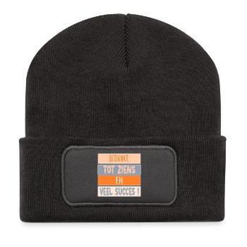 Merci - Bonne chance - Beanie recyclé à patch - charbon - Devant