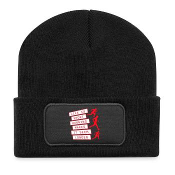 Life Is Short Running Makes It Seem Longer Funny - Recycled Patch Beanie - black - Front