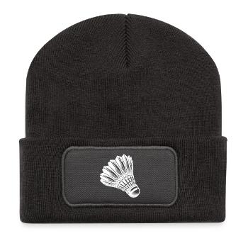 Badminton tatoué - Sport avec vitesse - Beanie recyclé à patch - charbon - Devant