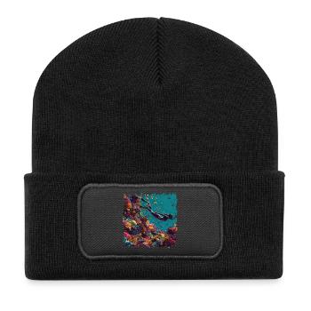Coral reef diver blaze of color - Recycled Patch Beanie - black - Front