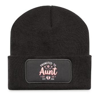 Tante 2026 Tante 2026 Befördert zu Tante 2026 - Recycelte Patch Beanie - Dunkelgrau - Vorne