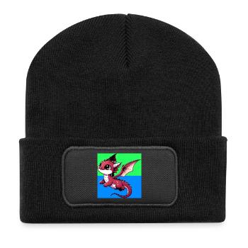 Drache - Recycelte Patch Beanie - Schwarz - Vorne