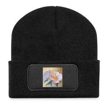 Goden Elegante Rosa Pfingstrose Blumen - Recycelte Patch Beanie - Schwarz - Vorne