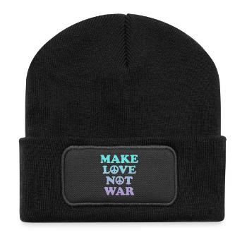Faites l’amour, pas la guerre - Beanie recyclé à patch - noir - Devant