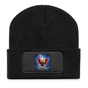 Red Winged Warrior in Runes - Recycled Patch Beanie - black - Front
