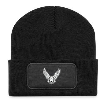 Snowy Owl Flying Attack Pet Owl - Recycled Patch Beanie - black - Front