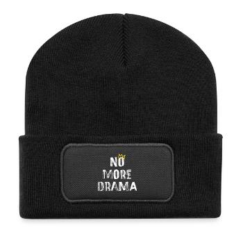 No More Drama – Minimal Typography Saying - Recycled Patch Beanie - black - Front