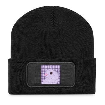 Jolie colombe rose violette - Beanie recyclé à patch - noir - Devant
