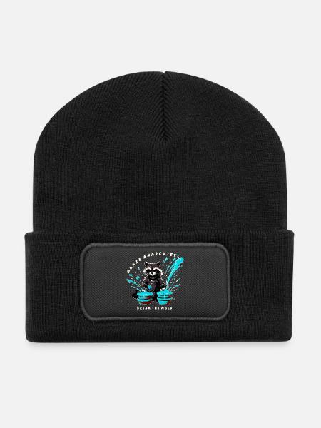 Glaze Anarchist Raccoon - Break the Mold - Recycled Patch Beanie - black