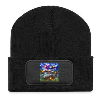 Bol à bulles coloré - Beanie recyclé à patch - noir - Devant