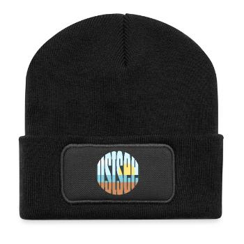 Ostsee - Sonnenstrand Typo am Strand - Recycelte Patch Beanie - Schwarz - Vorne