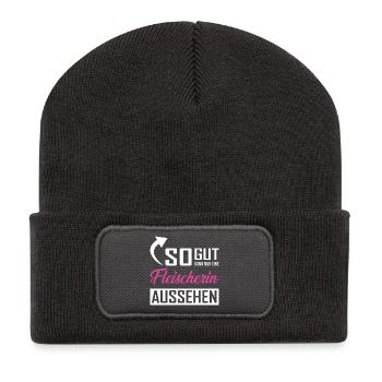 Seul un boucher peut être aussi beau - Beanie recyclé à patch - charbon - Devant